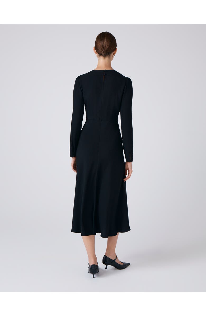 Ghost London Cora Crepe Tie Front Midi Dress, Alternate, color, Black