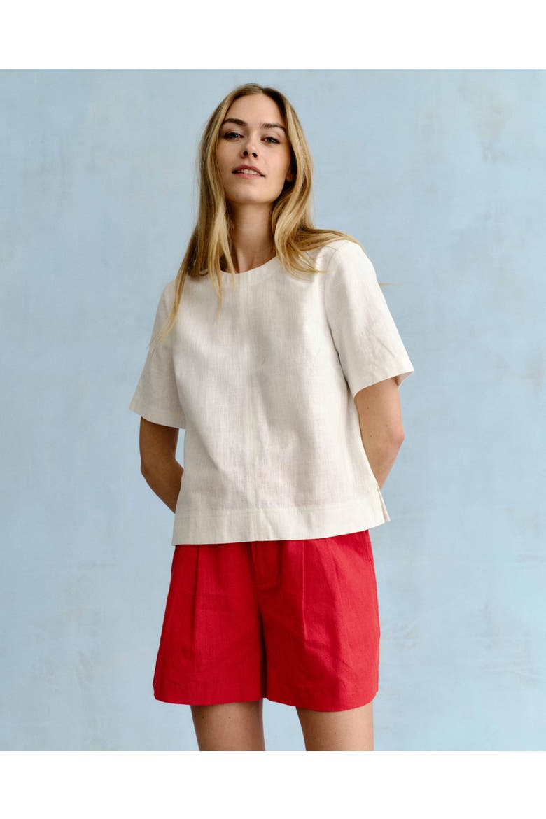 Frankie Linen Shorts, Alternate, color, Poppy