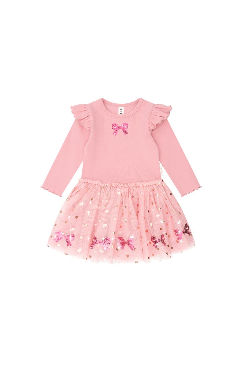 Sequin Bow Tulle Dress, Main, color, Dusty Pink