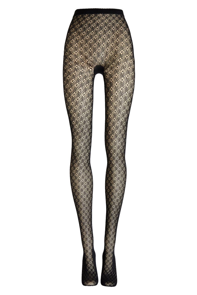 Blossom Net Tights, Alternate, color, BLACK