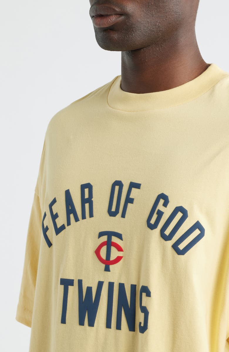 Fear of God Essentials MLB Twins '90s Fit Cotton Graphic T-Shirt, Alternate, color, Cream Yellow