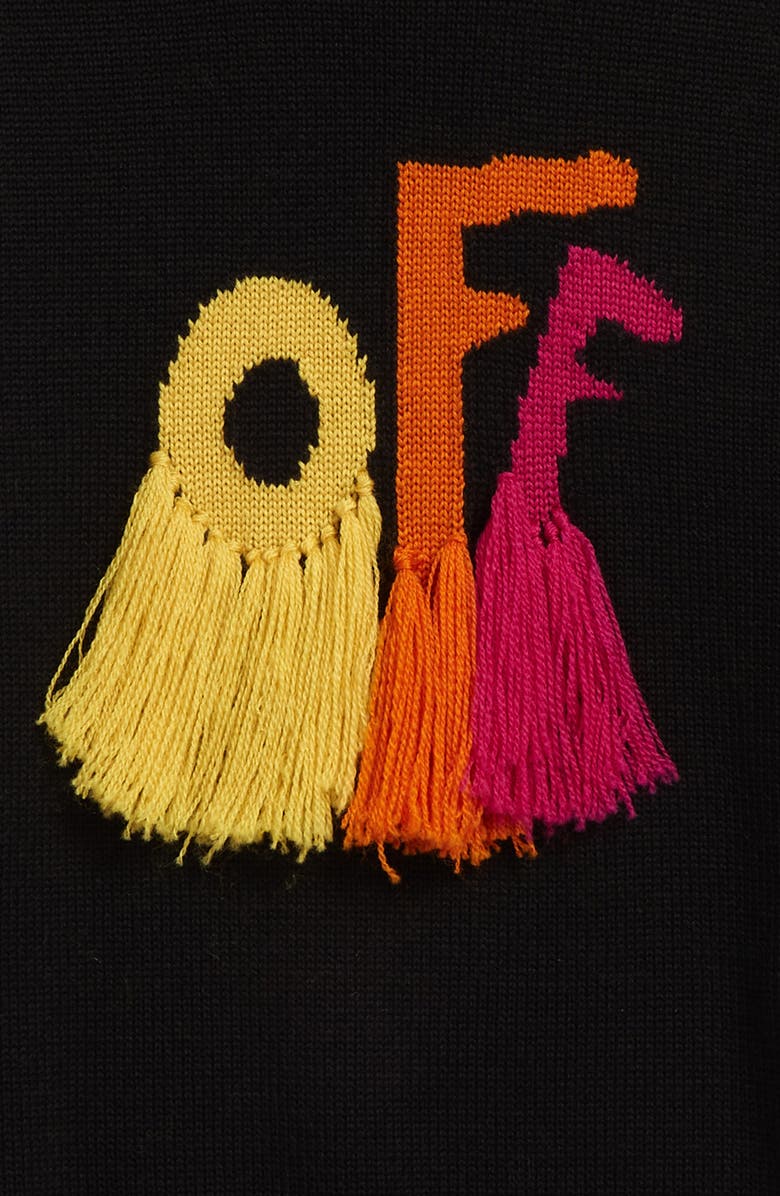 Off-White Kids' Tassel Logo Wool Sweater, Alternate, color, 