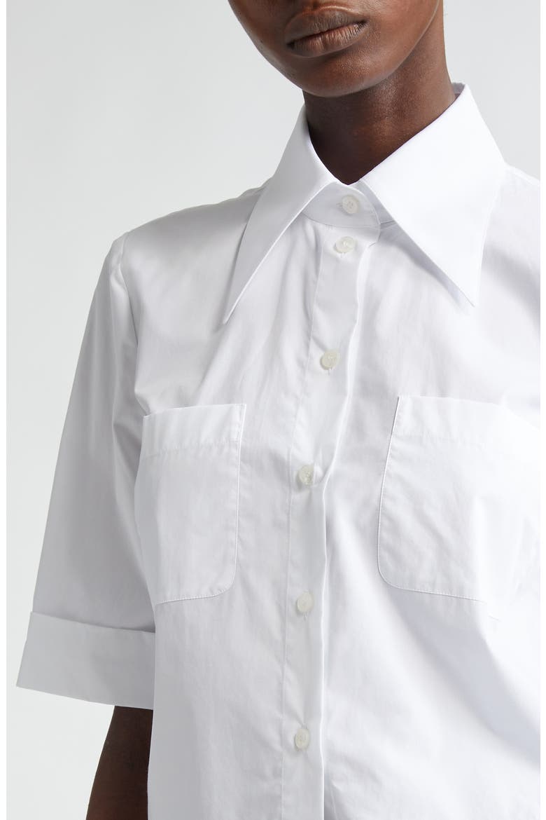 Point Collar Cotton Crop Shirt, Alternate, color, W0800 BIANCO OTTICO