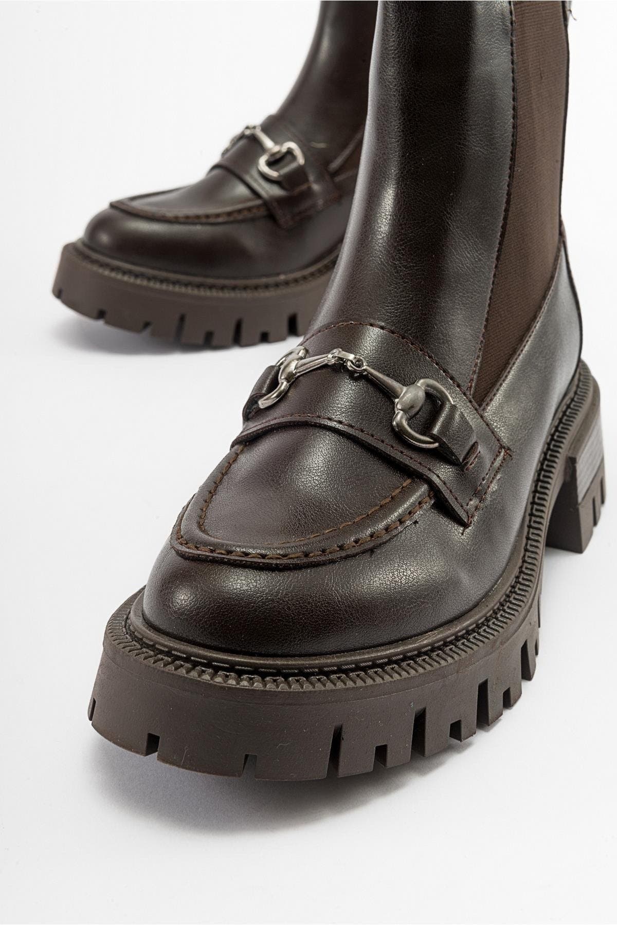 Vesper Buckled Chelsea Boot, Alternate, color, Brown Faux Leather