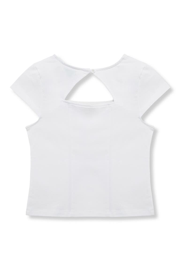 Kids' Square Neck Cap Sleeve T-Shirt, Alternate, color, WHITE