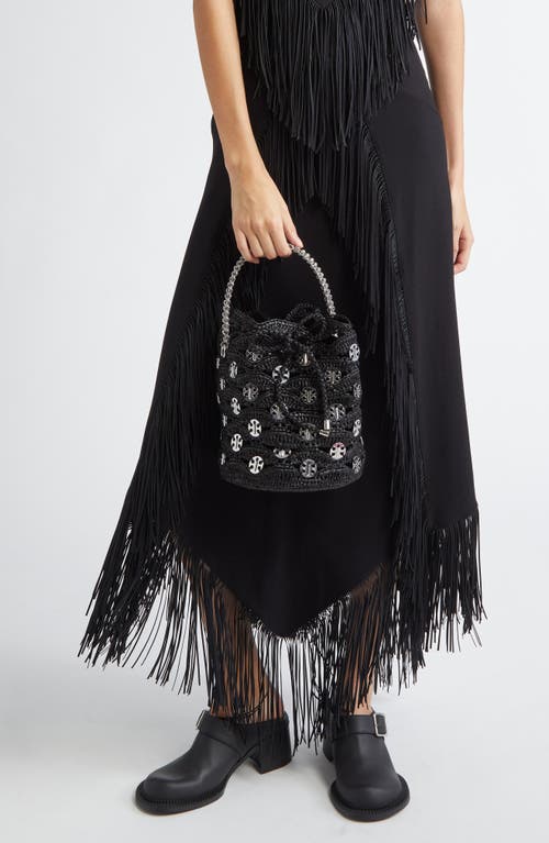 Rabanne Disc Raffia Bucket Bag