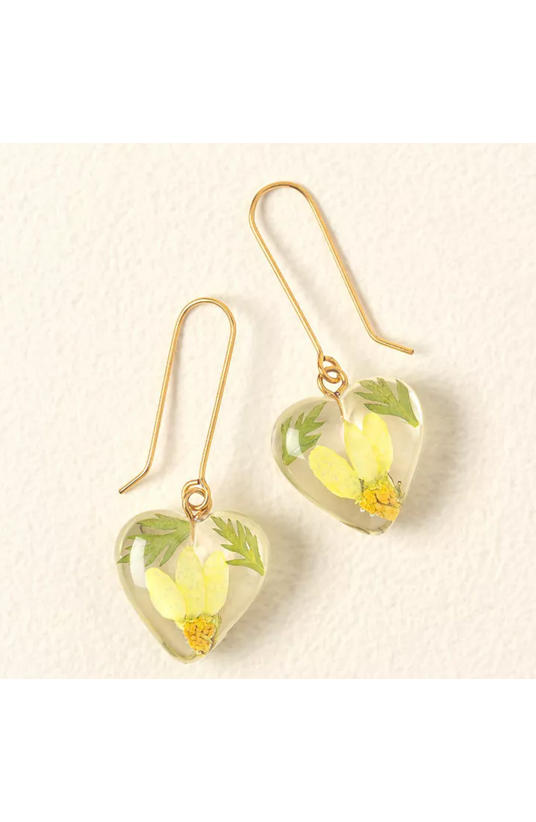 Uncommon Goods Birth Month Flower Heart Earrings by Belart, Alternate, color, Daisy