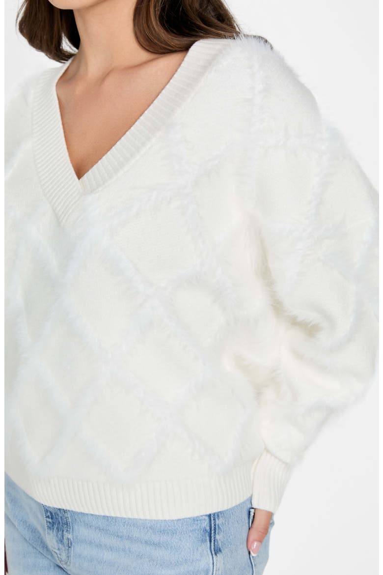 Diamond Stitch Sweater, Alternate, color, WHITE