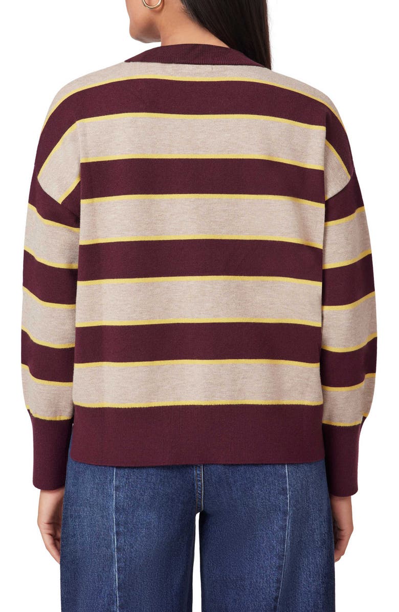 Scotch & Soda Stripe Crop Sweater, Alternate, color, Winetasting/ Heather Brown