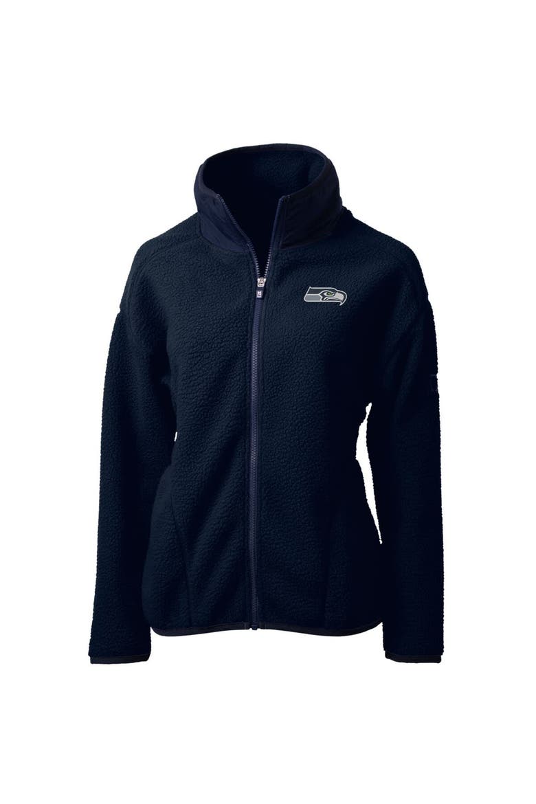 Women's Cutter & Buck College Navy Seattle Seahawks Cascade Eco Sherpa Fleece Full-Zip Jacket, Main, color, Navy