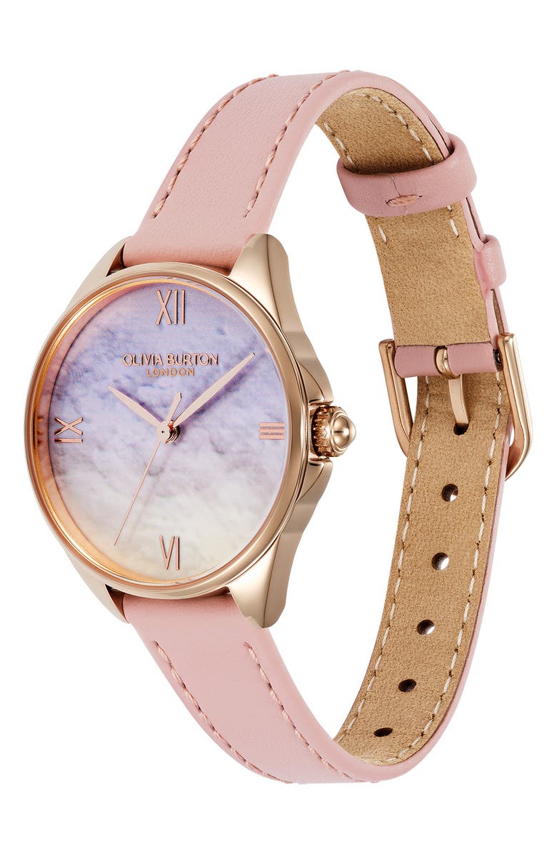 Olivia Burton Azure Leather Strap Watch, 30mm, Alternate, color, 