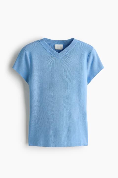 Knit V-neck T-shirt