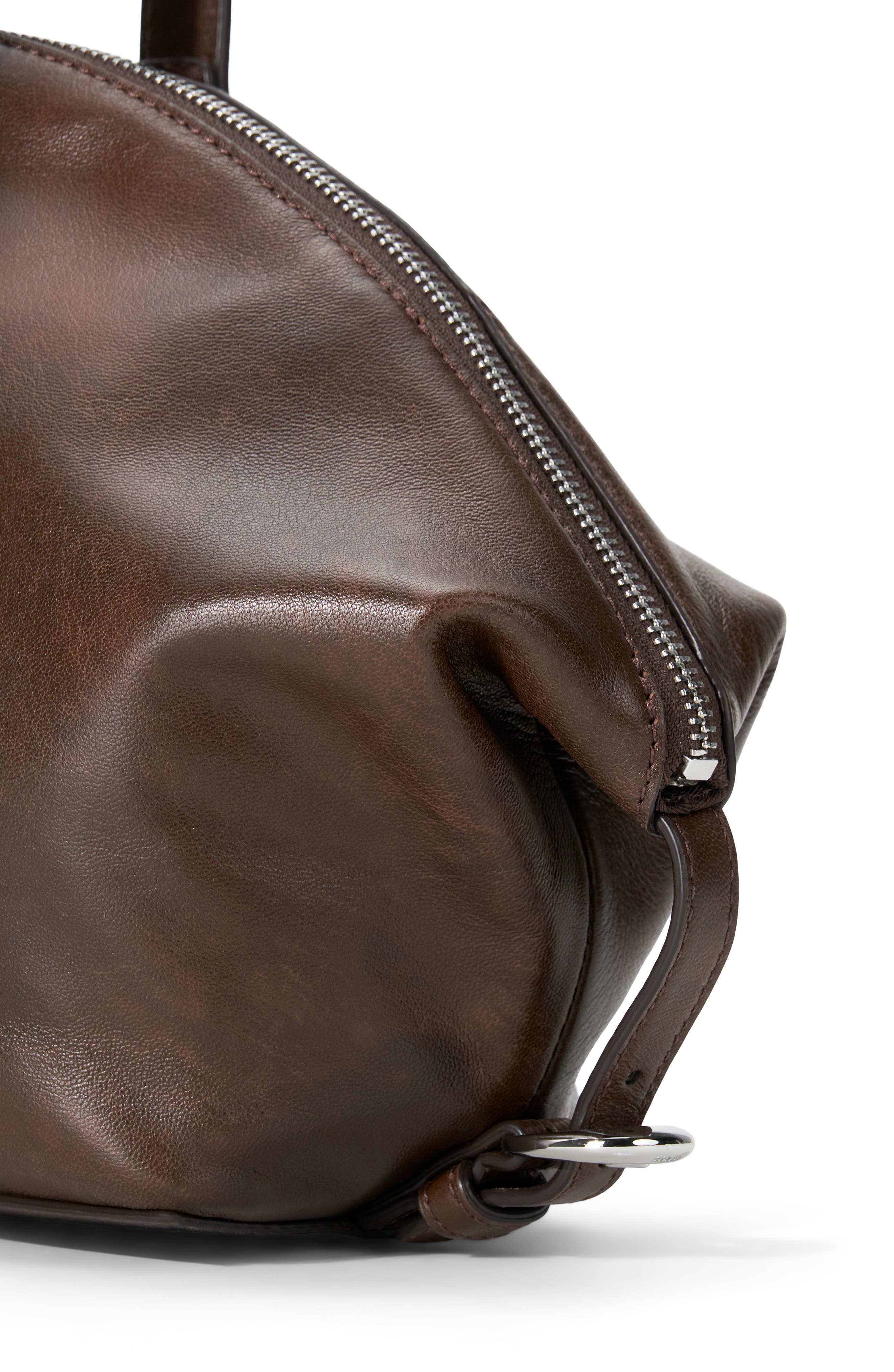 STAUD Hester Leather Shoulder Bag, Alternate, color, Espresso Distressed