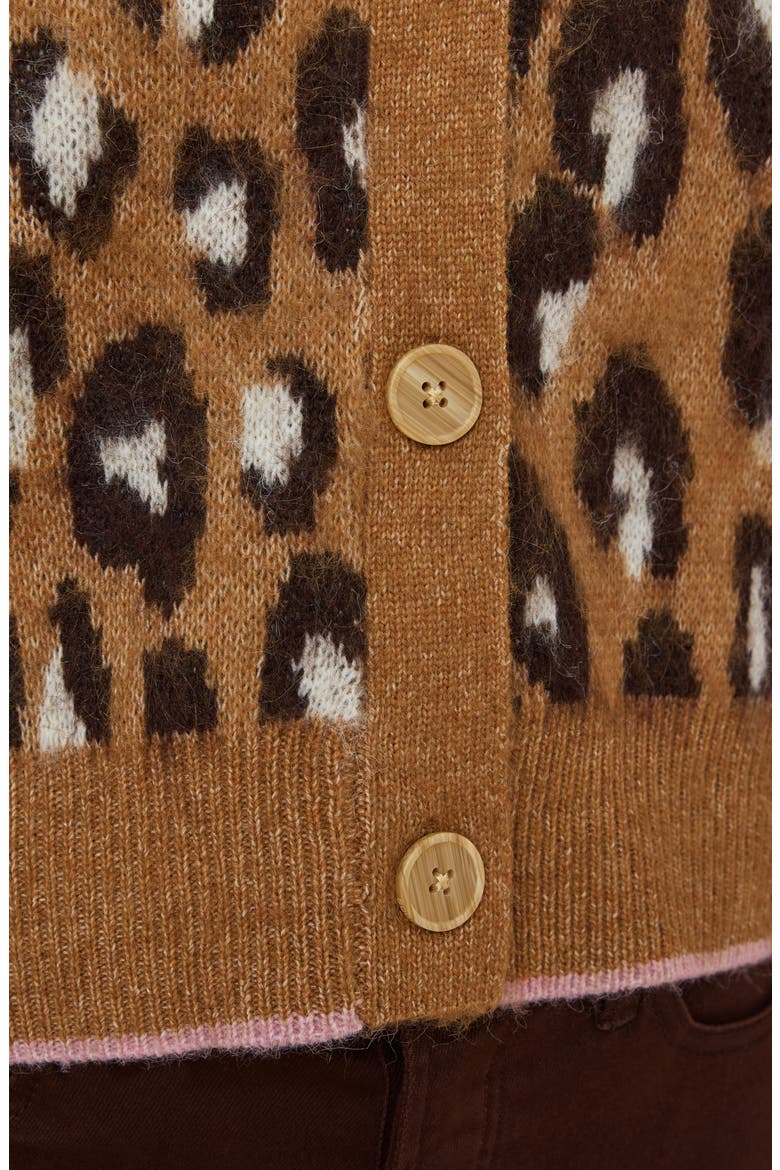 Floral V-Neck Crop Cardigan, Alternate, color, COFFEE BEAN FOXTROT VANILLA