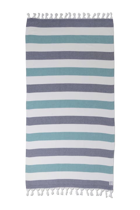 Kapris Striped Organic Turkish Towel with Soft Terry Cloth Back