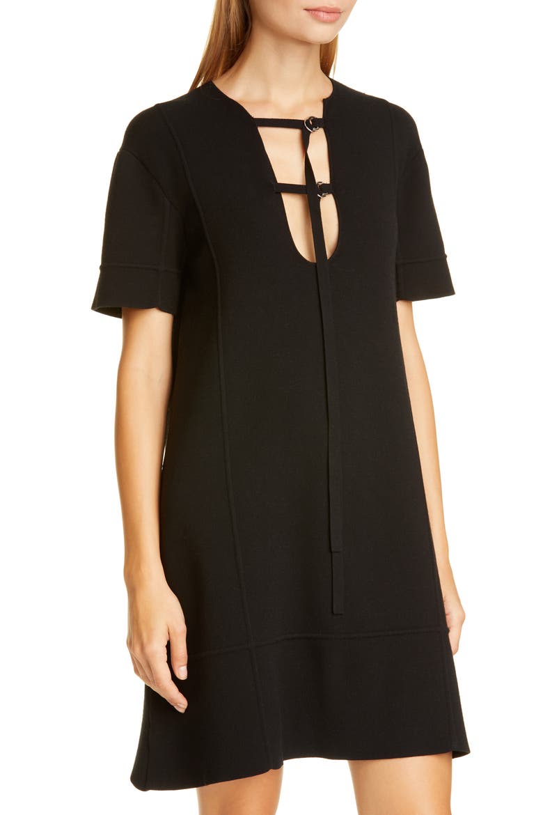 Tie Detail Jersey Dress, Alternate, color, BLACK