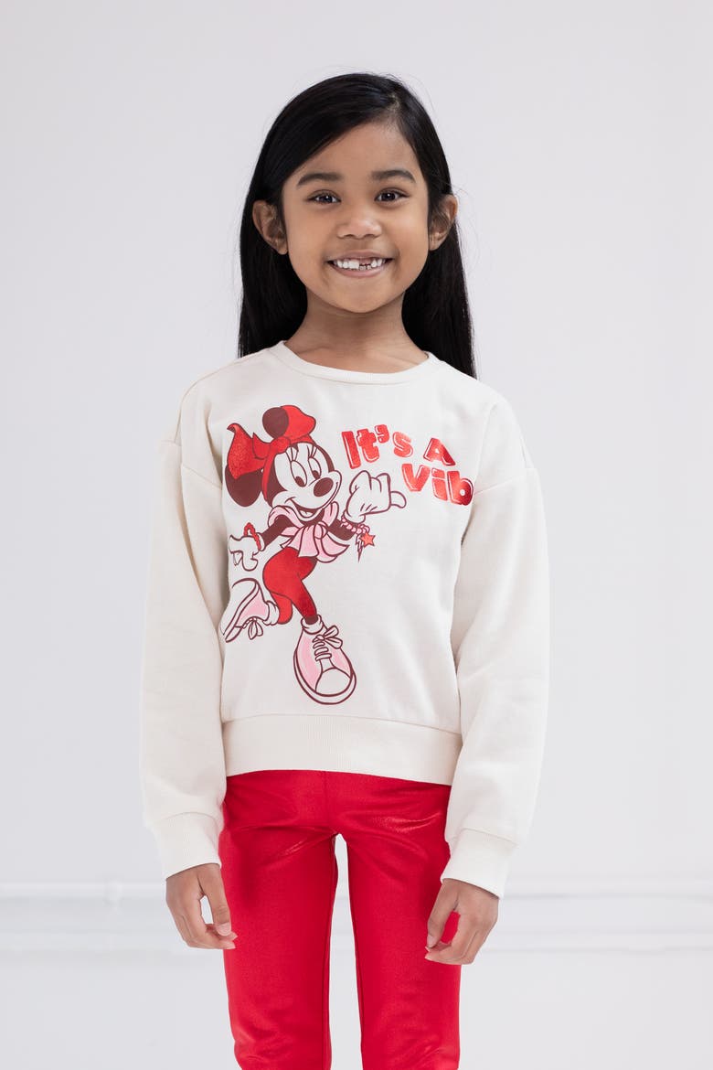 Minnie Mouse Fleece Sweatshirt and Leggings Set, Alternate, color, Off White Red Minnie