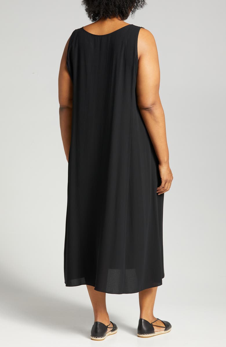 Eileen Fisher Scoop Neck Silk Midi Dress, Alternate, color,