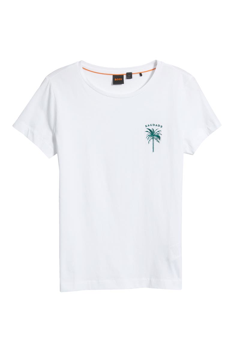 Elove Embroidered Short Sleeve Cotton T-Shirt, Alternate, color, WHITE