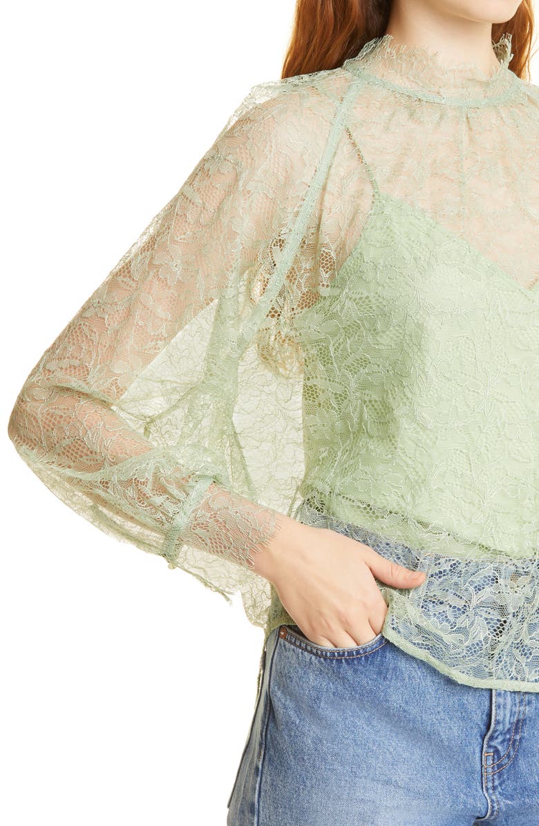 Rebecca Taylor Lace Blouse, Alternate, color, Pistachio