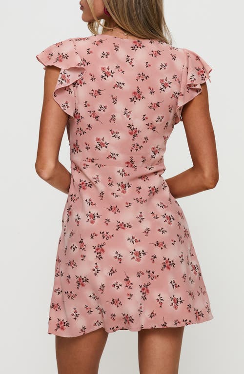 Princess Polly Aurianna Floral Flutter Sleeve Minidress In Pink