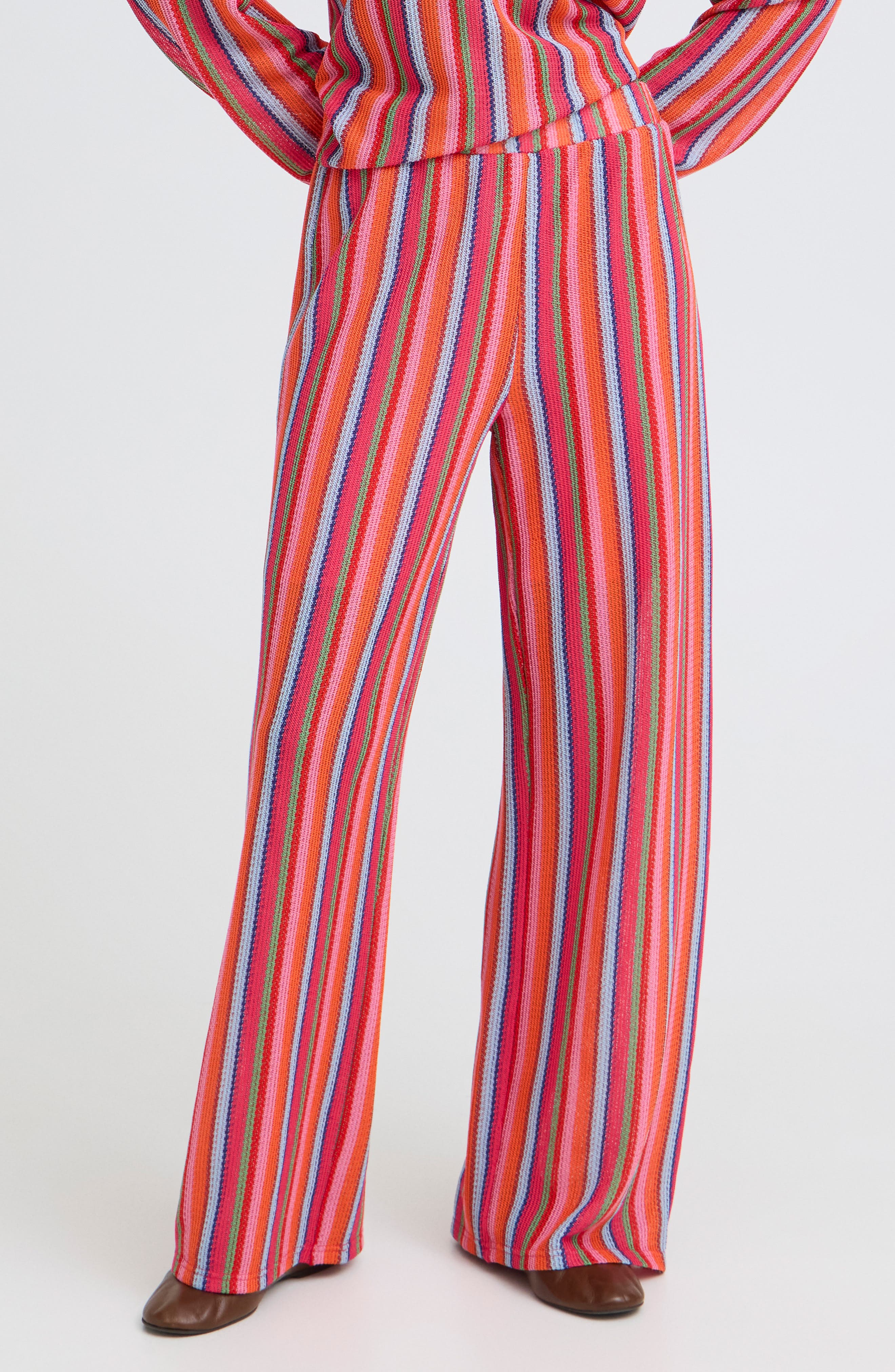 ICHI Multicolor Stripe Wide Leg Pants
