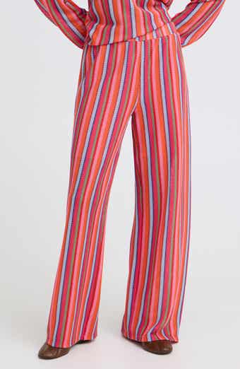 ICHI Multicolor Stripe Wide Leg Pants