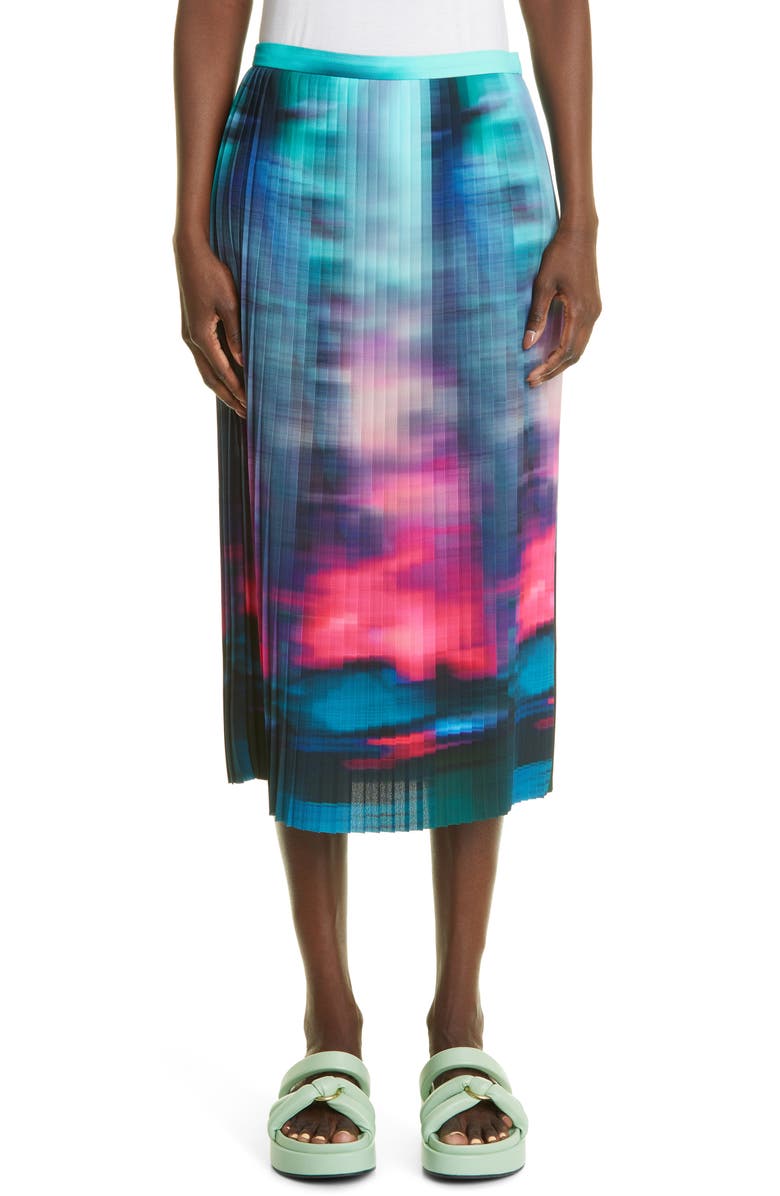 Dries Van Noten Sarean Pleated Crepe Midi Skirt, Main, color, 