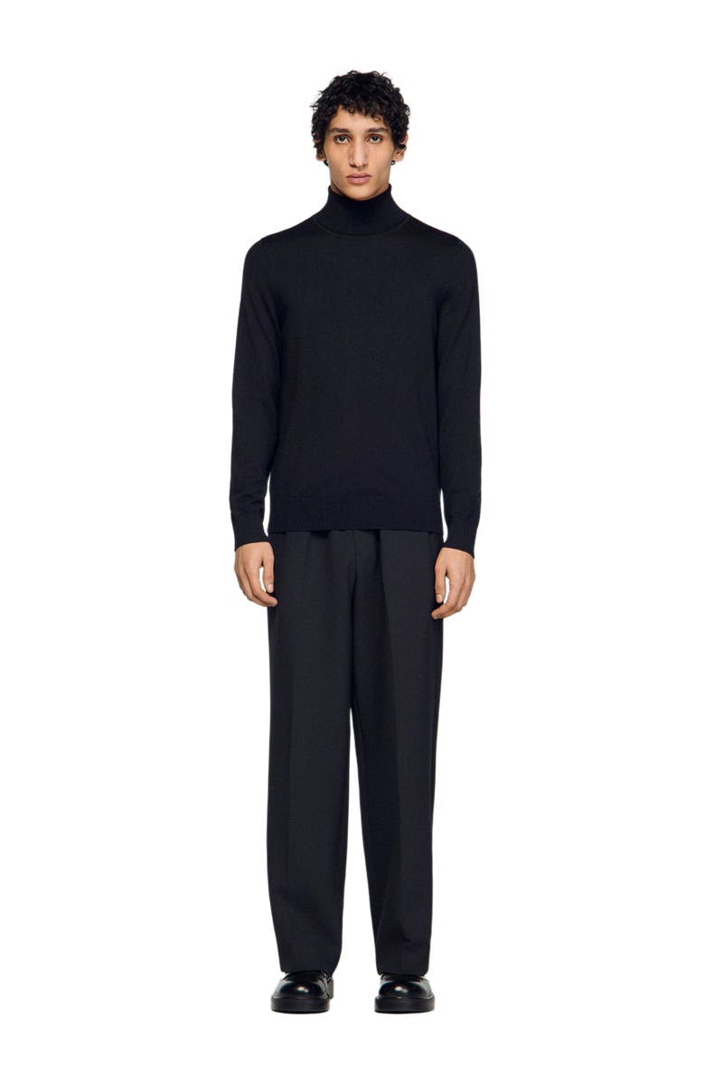 SANDRO Turtleneck wool sweater, Alternate, color, Black