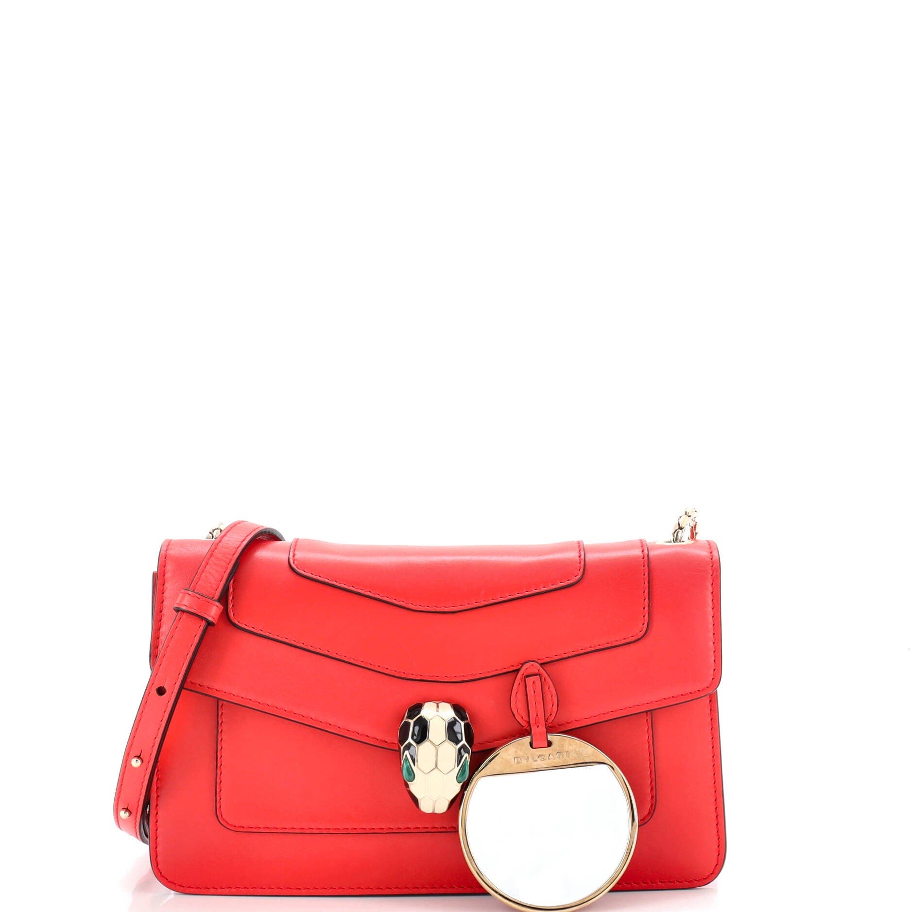 Serpenti Crossbody Bag Leather Small, Alternate, color, Red