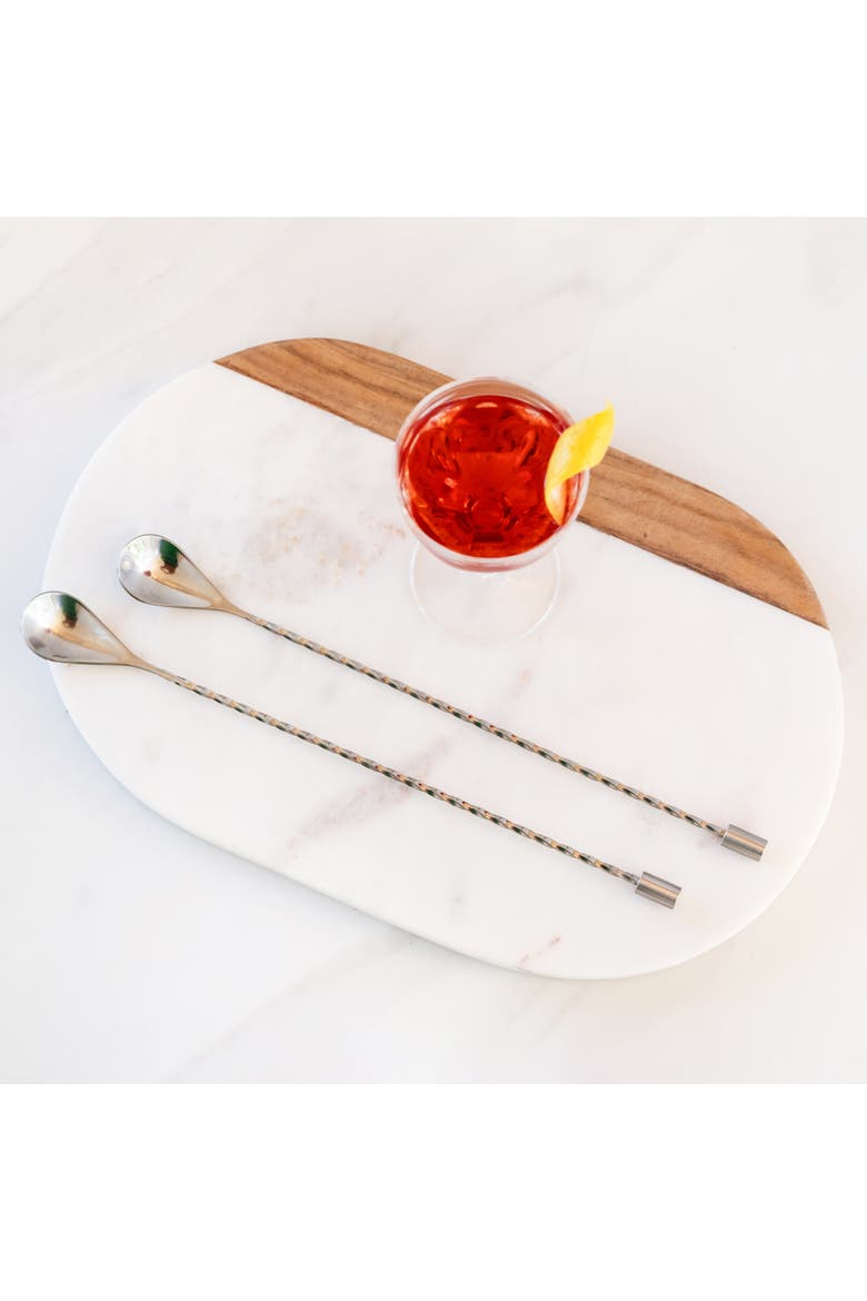 Stainless Steel Bar Spoons, Set of 2 with Spiral Handles, Alternate, color, Stainless Steel