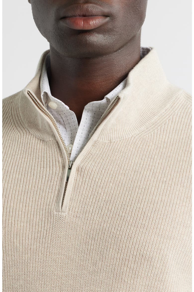 Cotton & Cashmere Quarter Zip Sweater, Alternate, color, IVORY SAND HEATHER