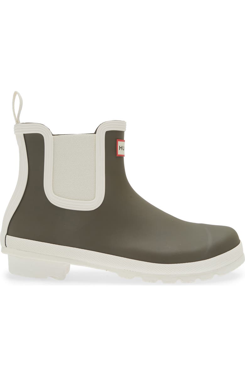 Hunter Original Waterproof Chelsea Rain Boot, Alternate, color, Ryegrass/ British Ice