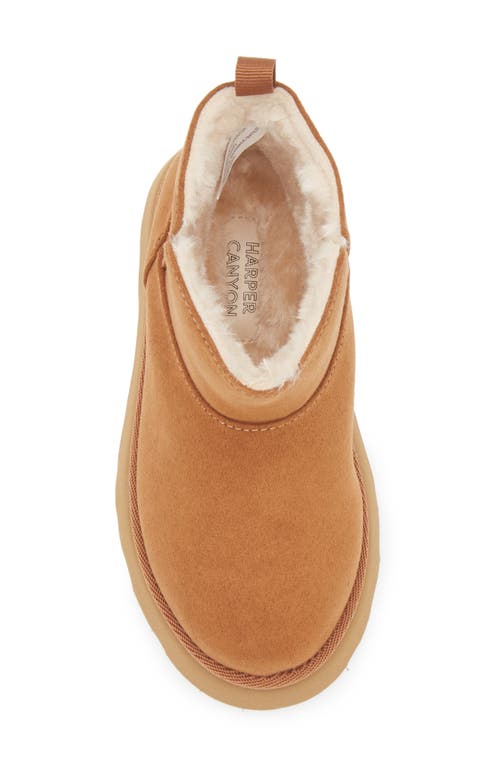 Harper Canyon Kid's Ezra Faux Fur Lined Platform Bootie In Tan Chestnut
