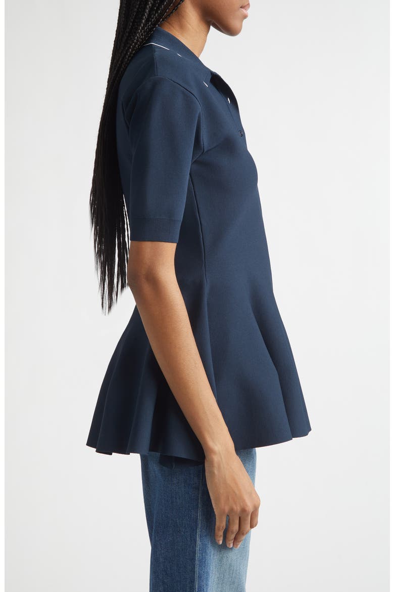 Compact Knit Peplum Polo, Alternate, color, NAVY