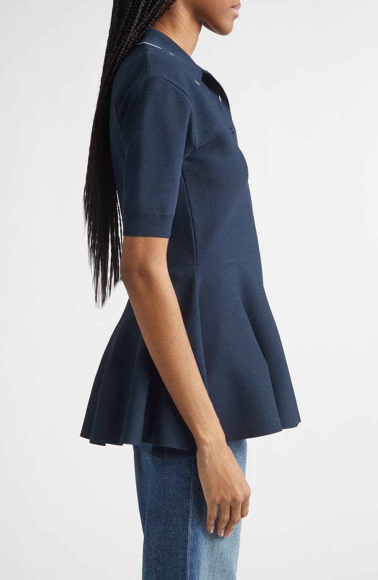 Stella McCartney Compact Knit Peplum Polo, Alternate, color, Navy