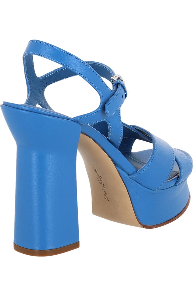 FERRAGAMO Platform Ankle Strap Leather Sandal, Alternate, color, Blue