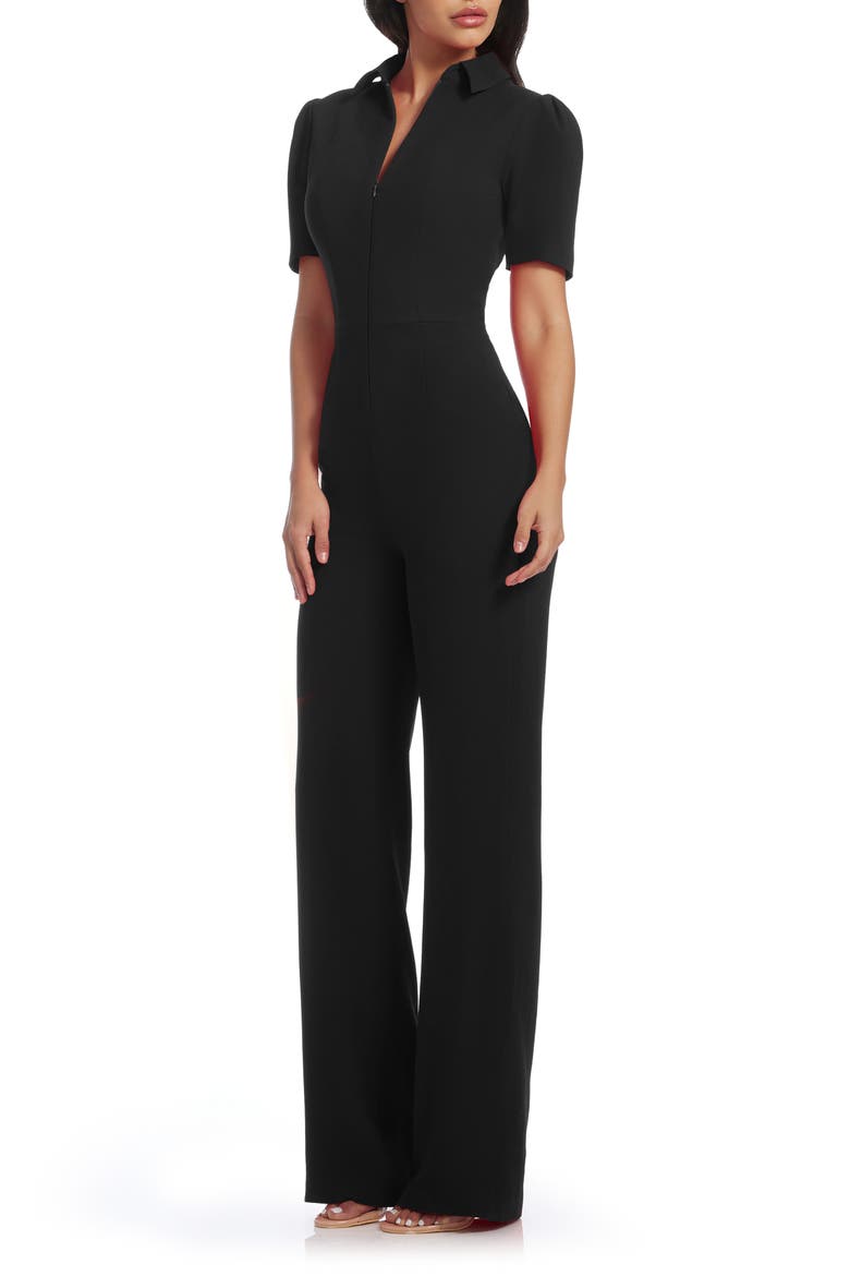 Gloria Front Zip Jumpsuit, Alternate, color, BLACK