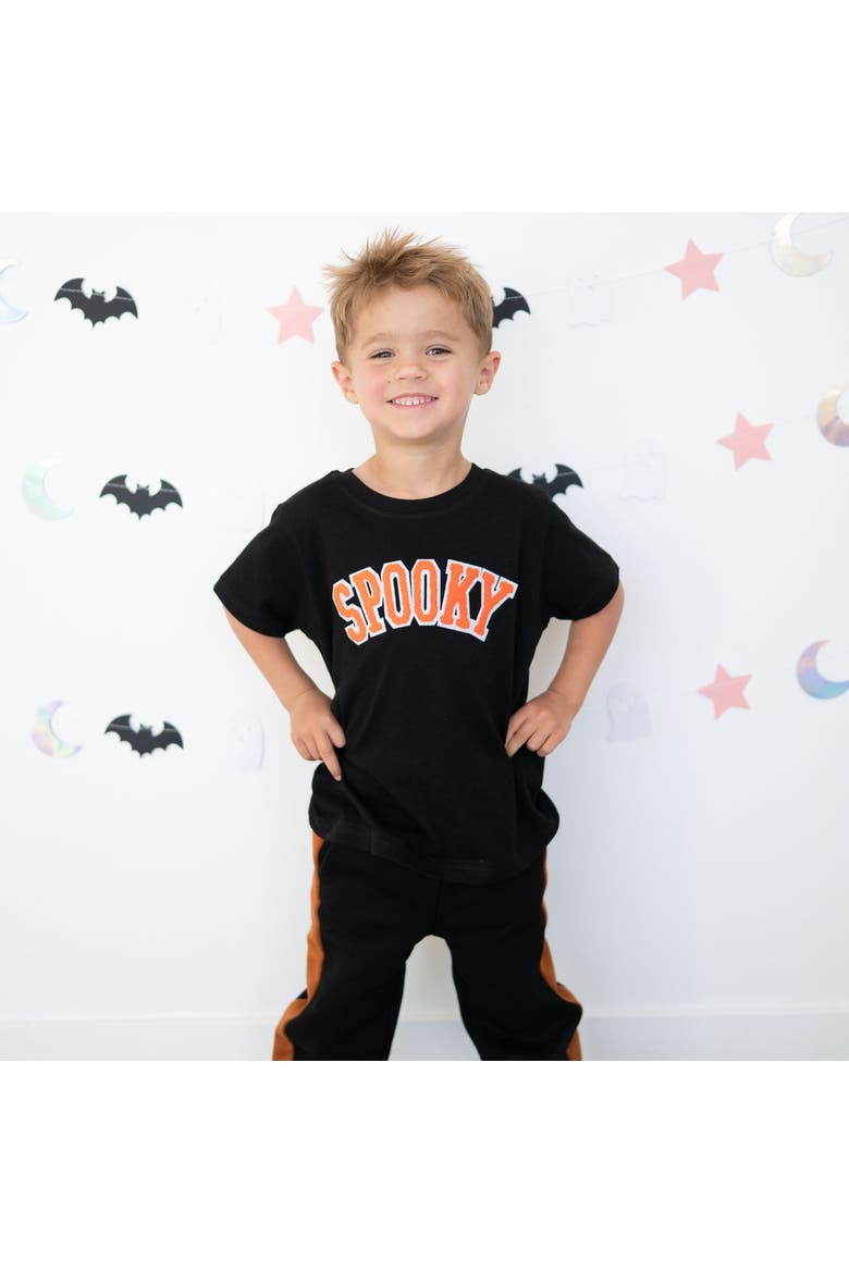 Spooky Orange Patch Halloween Short Sleeve T-Shirt, Alternate, color, Black