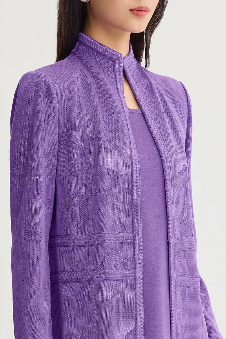 Tonal Abstract Piped Knit Jacket, Alternate, color, Sunset Purple