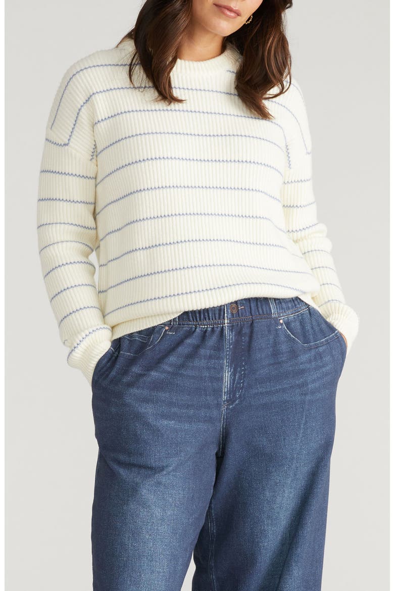 Bruno Stripe Rib Sweater, Main, color, CREAM/ BLUE-GREY