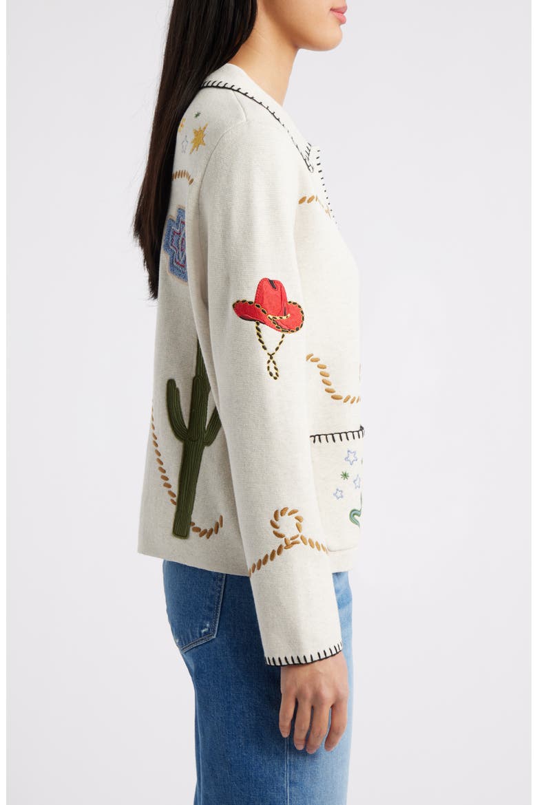 Souvenir Merino Wool & Cotton Cardigan, Alternate, color, OATMEAL MULTI