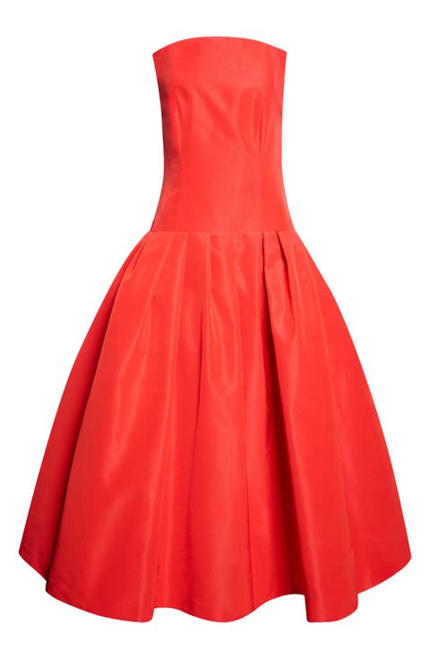 Strapless Straight Neck Silk Ballgown