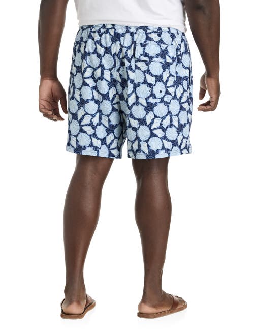 Vineyard Vines Big & Tall Seashell Chappy Swim Trunks In Shell Toss Navy