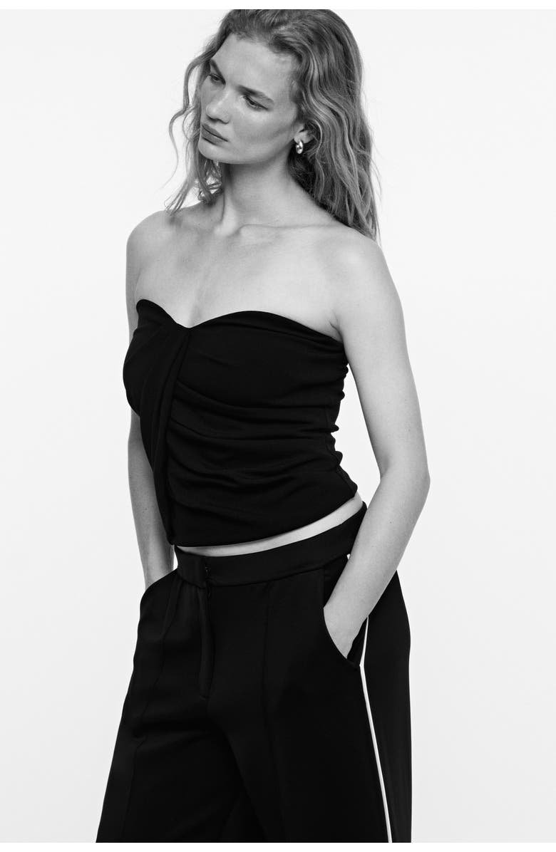 H&M Draped Interlock Bandeau Top, Alternate, color, Black
