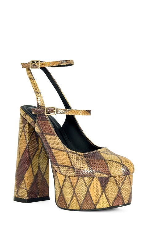 Juliara Snake Embossed Platform Mary Jane Pump
