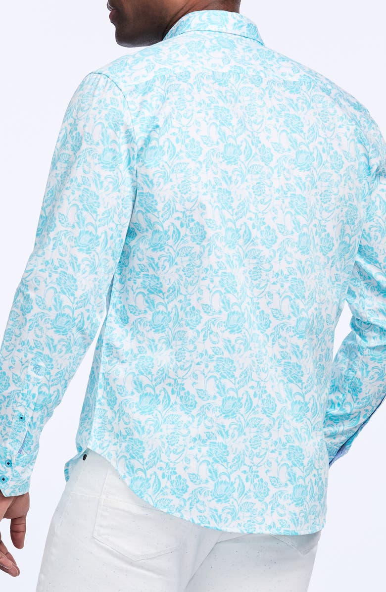 Robert Graham Caledon Cotton Button-Up Shirt, Alternate, color, Teal