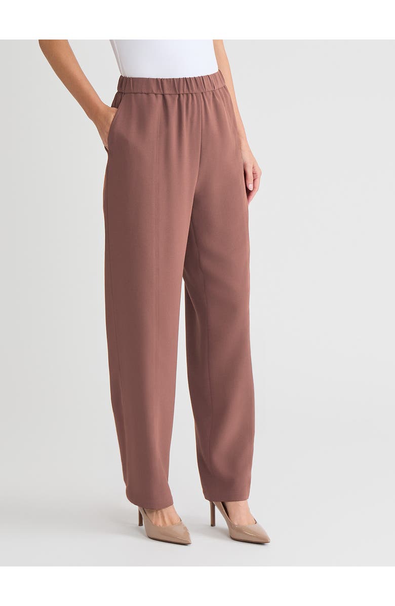 Misook Nora Straight Leg Crepe de Chine Pant, Alternate, color, Brown