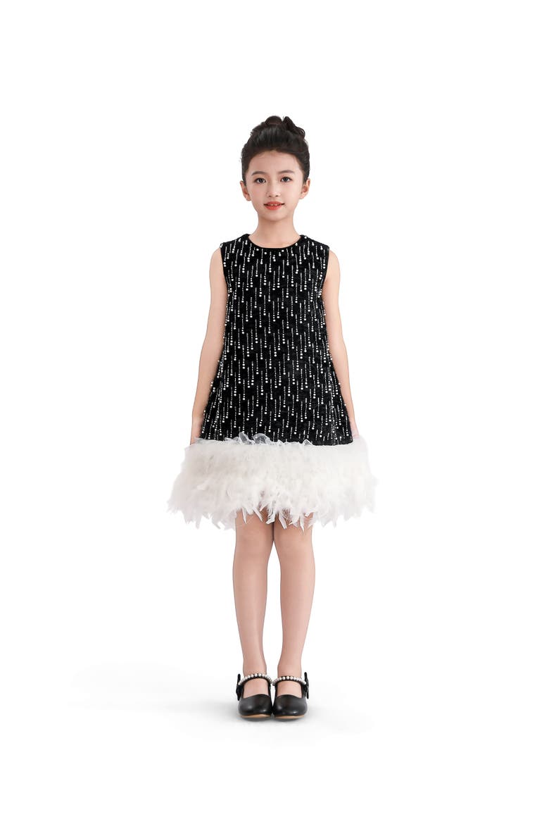 Feathered Glam Dress, Alternate, color, Black