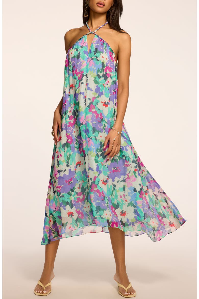 Harley Floral Print Silk Halter Dress, Main, color, CAPRI GARDEN